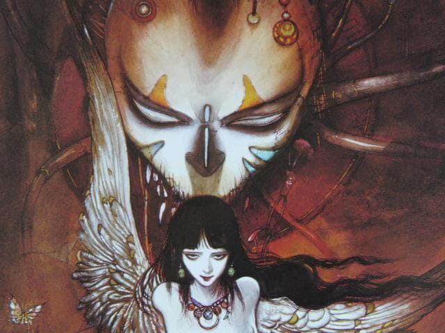 天野喜孝、【カーリー（黒い女）】、希少な大判額装用画集より、新品額装付