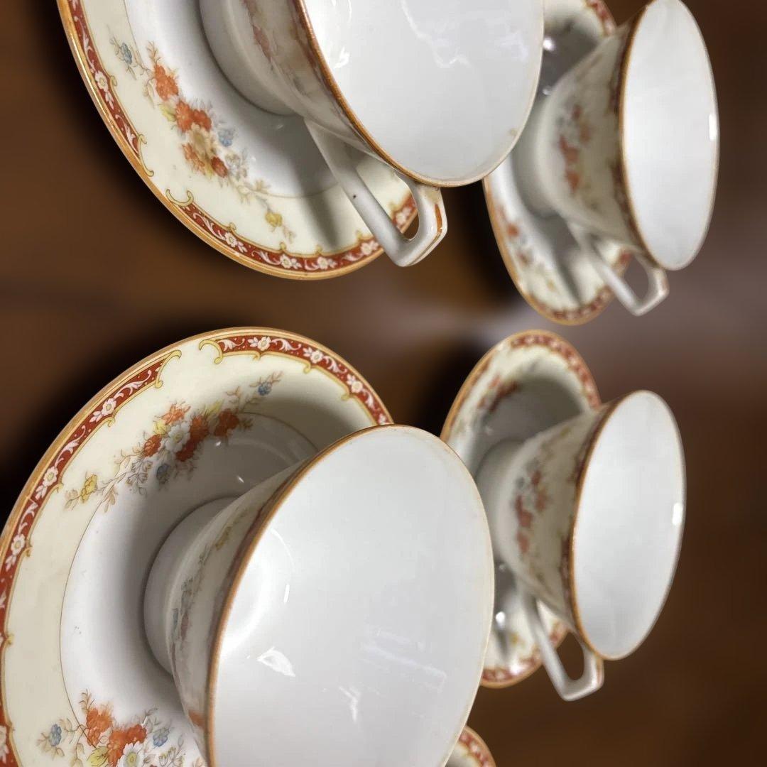 アンティークカップ＆ソーサー五客セットシェイプカップオールドノリタケライバル会社