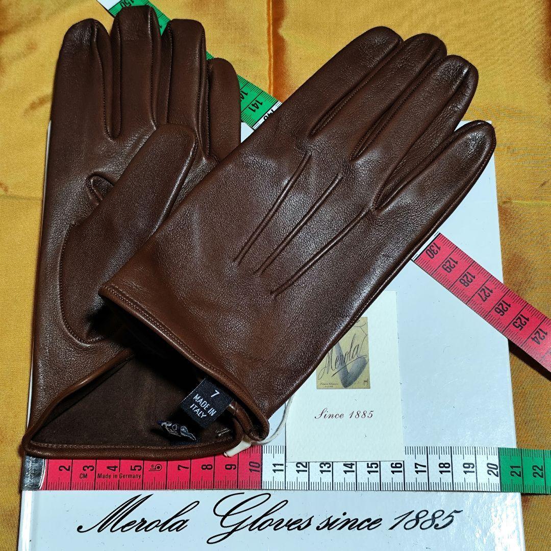 今季 メローラ ナッパタン茶色 ライニングなし 革手袋 グローブ MEROLA