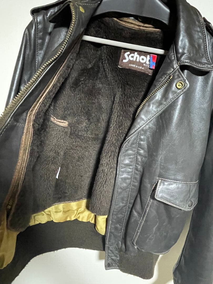 schott 184sm g-1 40 usa製 ブラウン レザージャケット