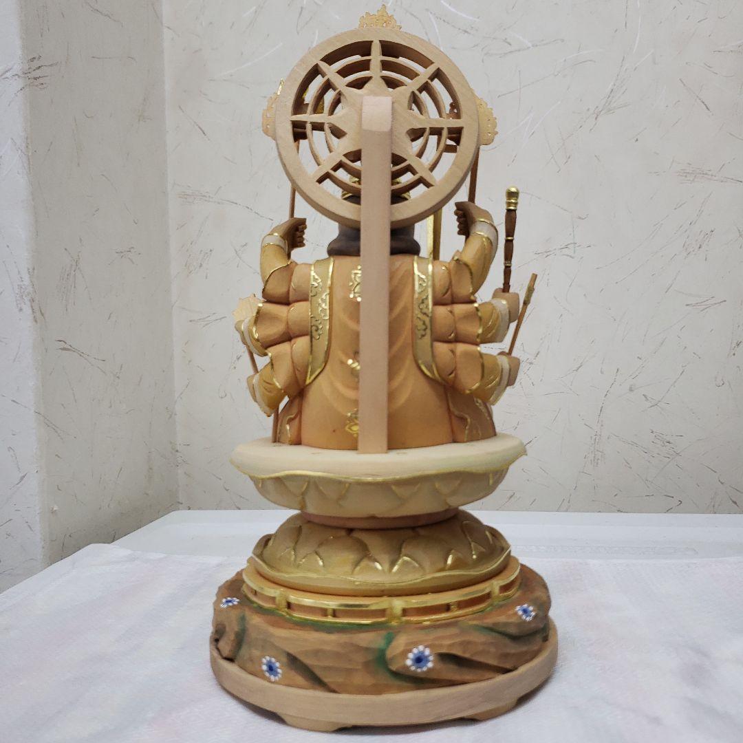 Ｂフライデー蔵出し特価淡彩色切りがね仏像◆ヒバ材 八臂弁才天(弁財天)3寸立◆