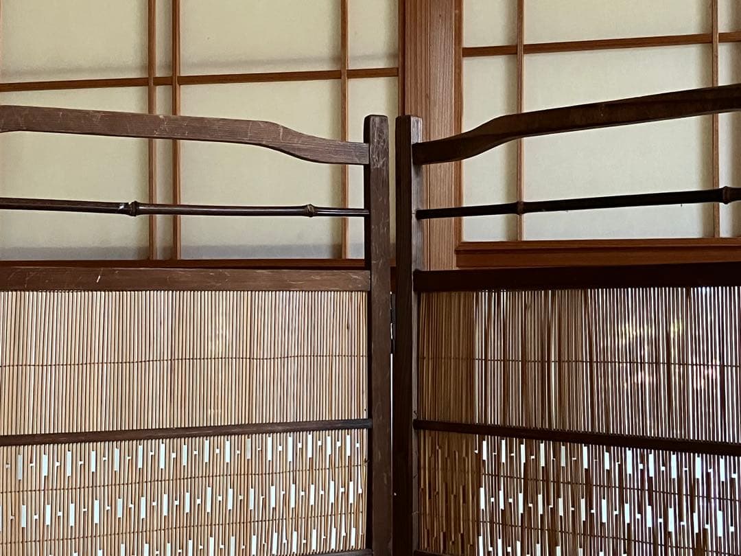 4連衝立 パーテーション 自然素材 希少 間仕切り 古民家 古道具 和美術