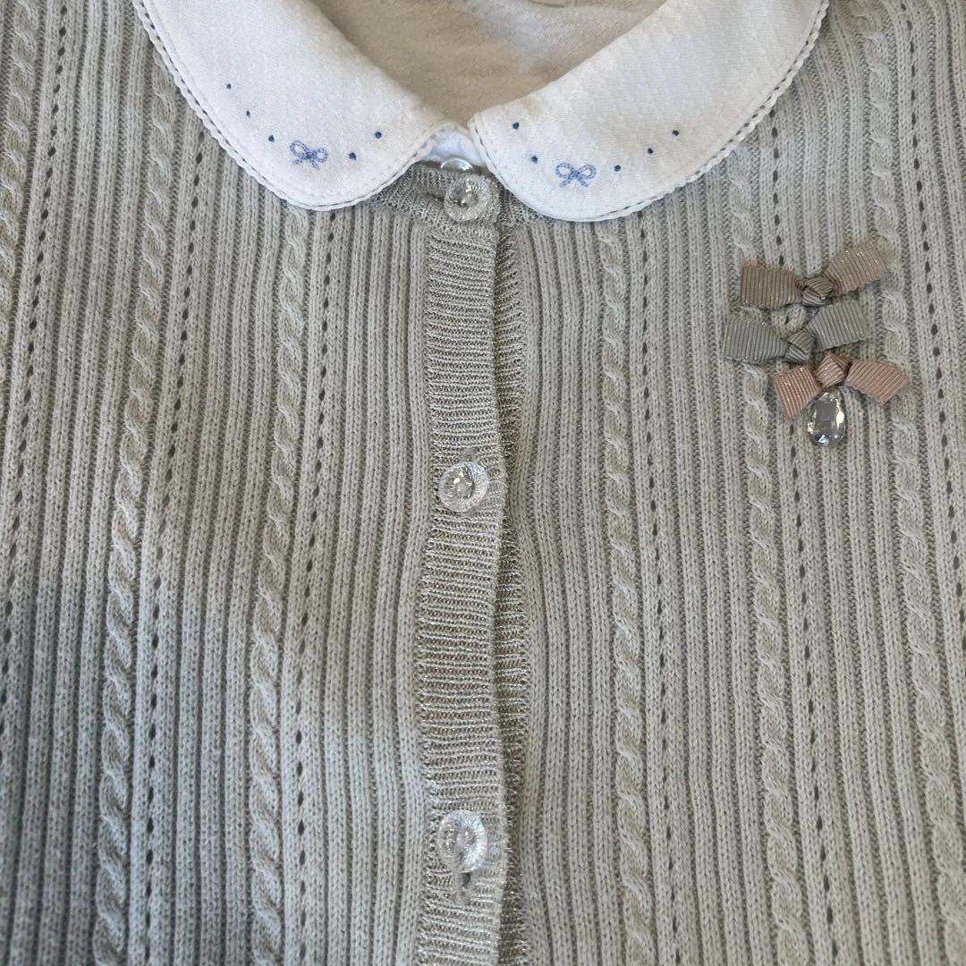 ファミリア　お出かけコーデ　130 女の子　カーディガン　ブラウス　スカート