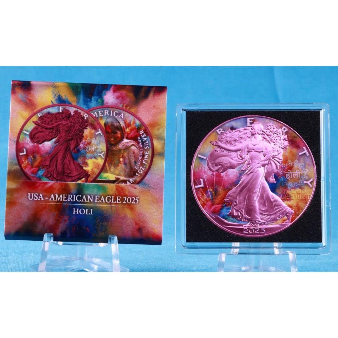 世界500枚 イーグル 銀貨 両面カラー ホーリー祭(豊作&世界平和)