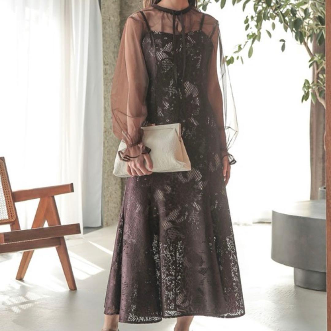 Dorry Doll　シフォンボレロセットメニーウエイドレス　ダークブラウン　M