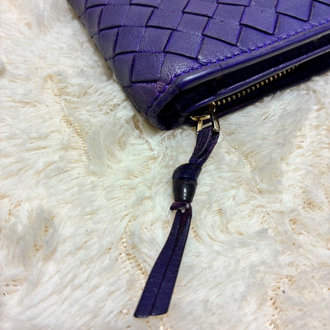 BOTTEGA VENETA 二つ折り財布 紫色 編み込み