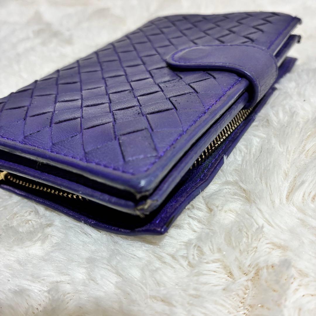 BOTTEGA VENETA 二つ折り財布 紫色 編み込み