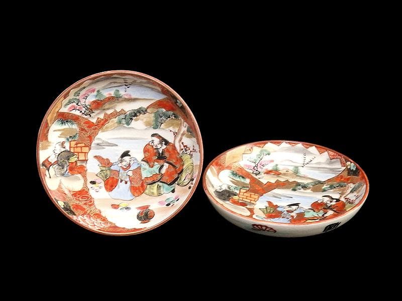 九谷焼　恵比寿大黒の図　橋田画　豆皿　手塩皿　２枚 　C502AS-fbra