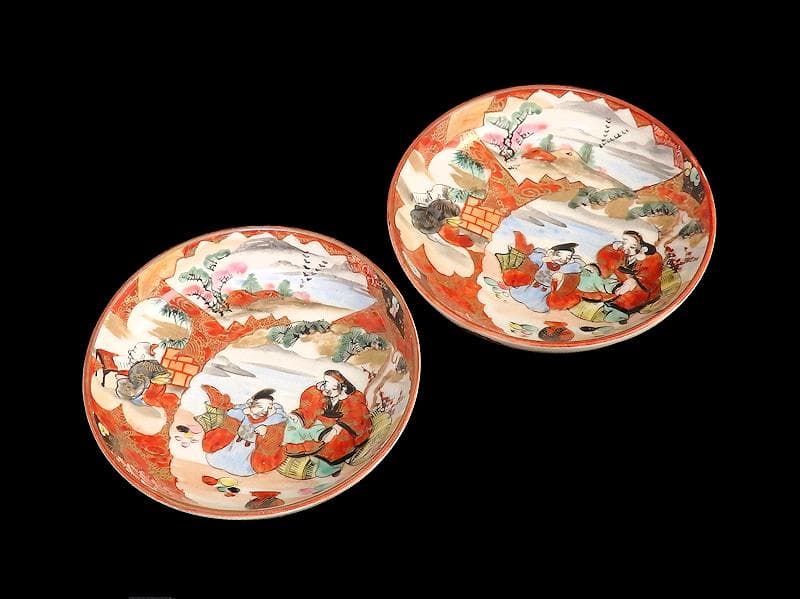 九谷焼　恵比寿大黒の図　橋田画　豆皿　手塩皿　２枚 　C502AS-fbra