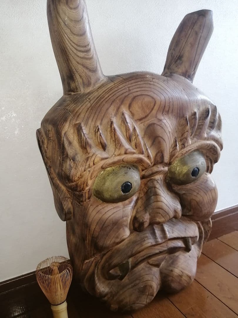 木彫 一刀彫り 鬼 鬼面 5.7kg