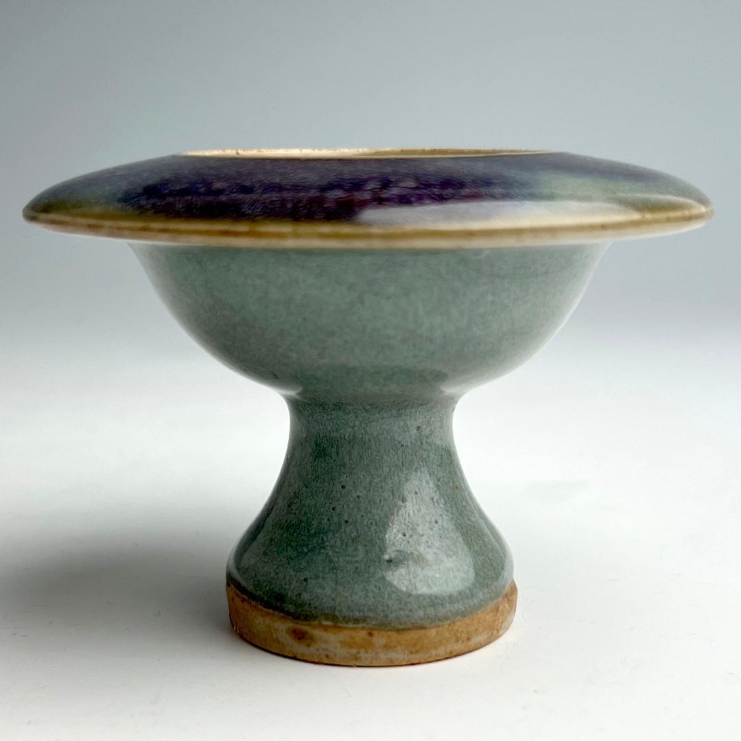 鈞窯天藍釉紫斑高足盃台 唐物 中国古玩 中国美術 A926
