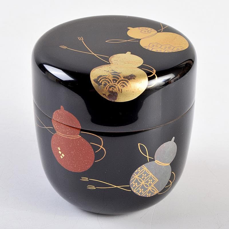 茶道具　越前蒔絵師　宮田宗景作　六瓢蒔絵　中棗　共箱　M　R9342