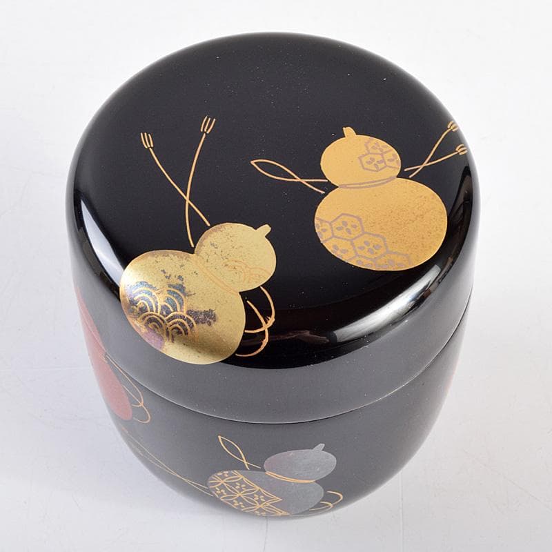 茶道具　越前蒔絵師　宮田宗景作　六瓢蒔絵　中棗　共箱　M　R9342