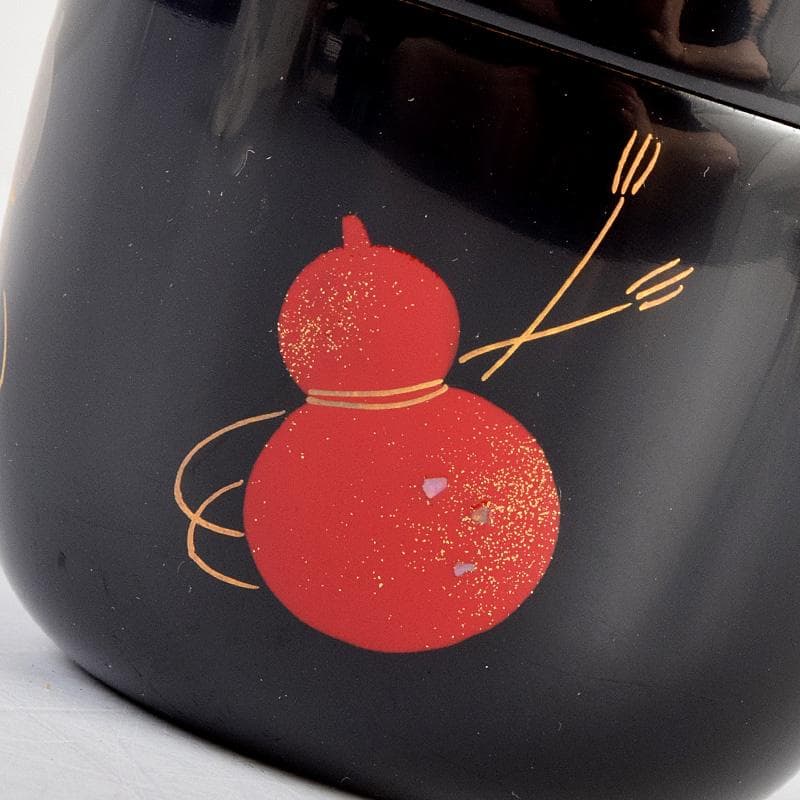 茶道具　越前蒔絵師　宮田宗景作　六瓢蒔絵　中棗　共箱　M　R9342