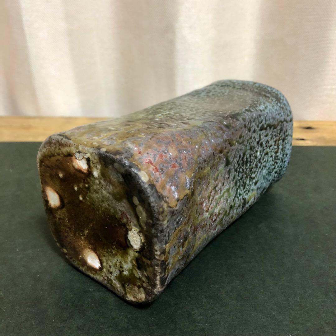 佐久知炎仙 秘色南蛮花器 茶道具 共箱 掛花入