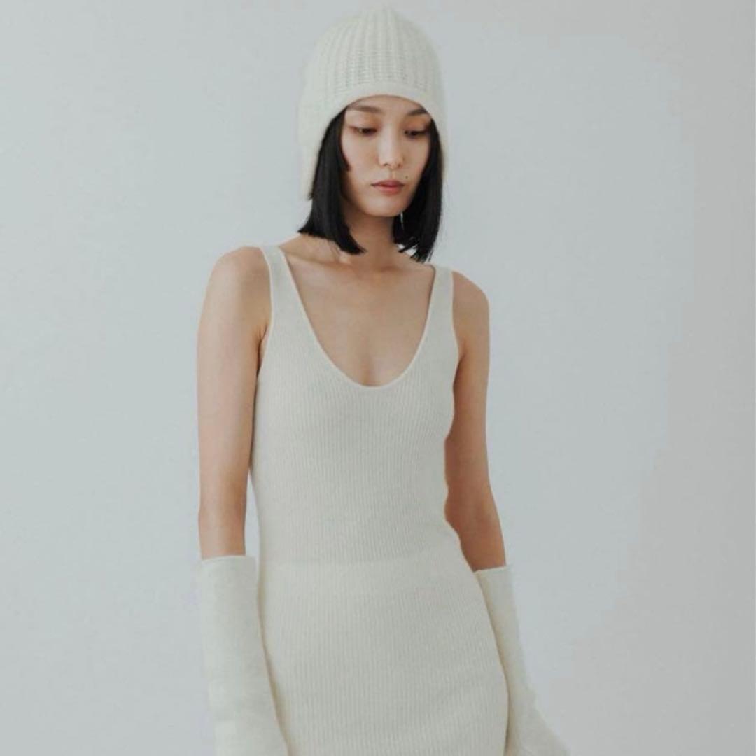 美品!! yo biotop カシミヤ100% フライトキャップ ニット帽