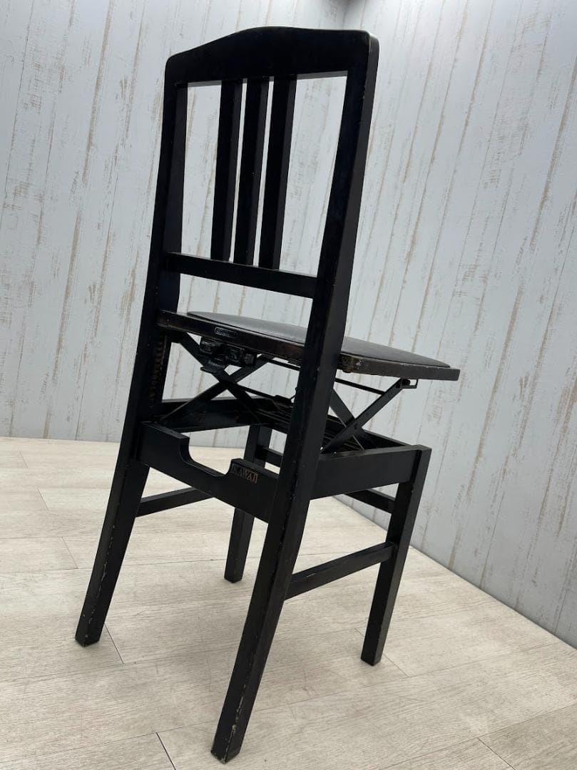 カワイ トムソン椅子 黒 高さ調整可能 ピアノ椅子 背もたれ KAWAI