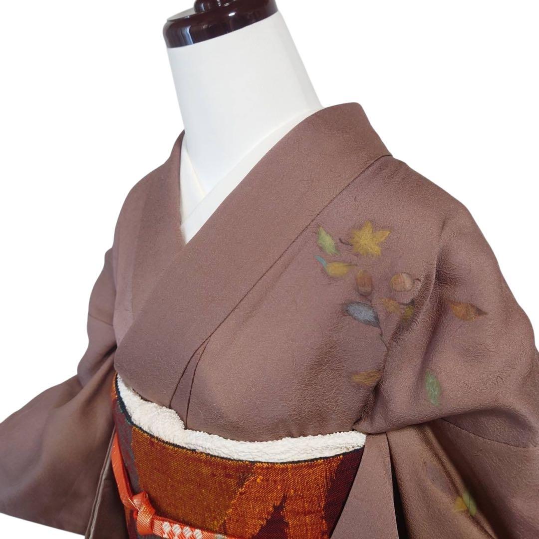 未使用近い 美品　袷　上田紬系 付け下げ 訪問着 フルセット