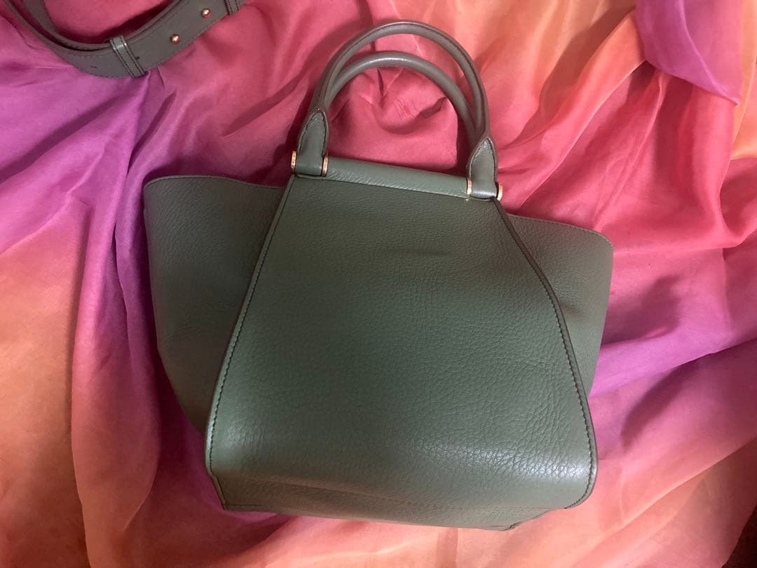 Max Mara カーキ色 ハンドバッグ& 大判ショール