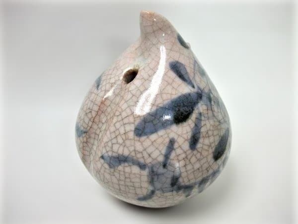 ≪李朝 朝鮮≫ 桃型水滴 朝鮮美術 桃形 砂高台 染付 書道具 美術品 骨董品