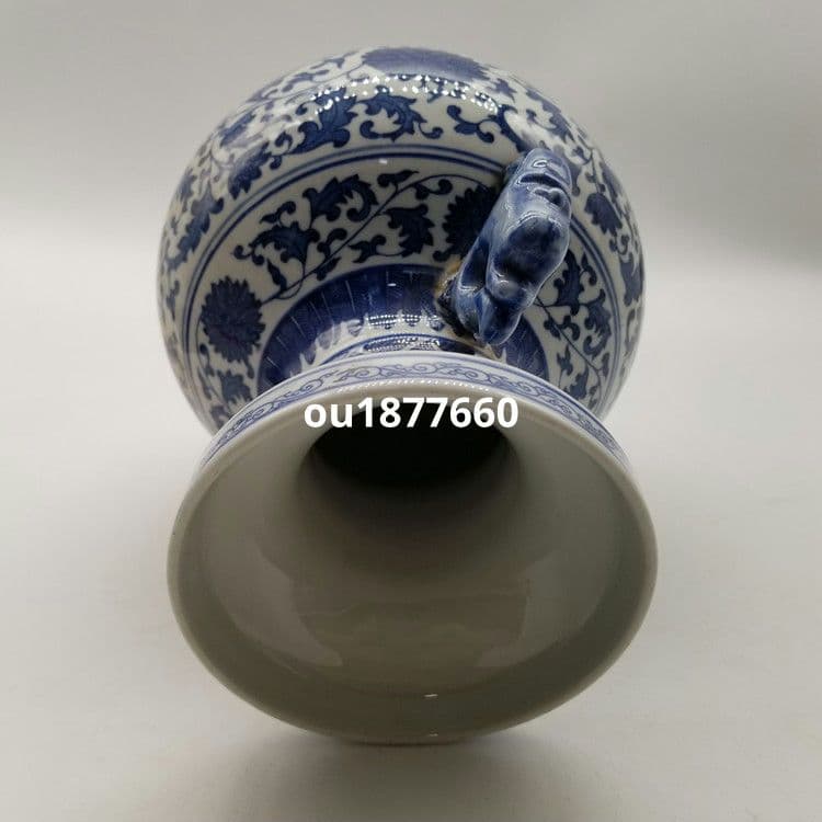 鯖纏枝花両耳賞瓶 花瓶 景徳鎮 陶磁器 装飾品 現代工芸品 美術品 置物