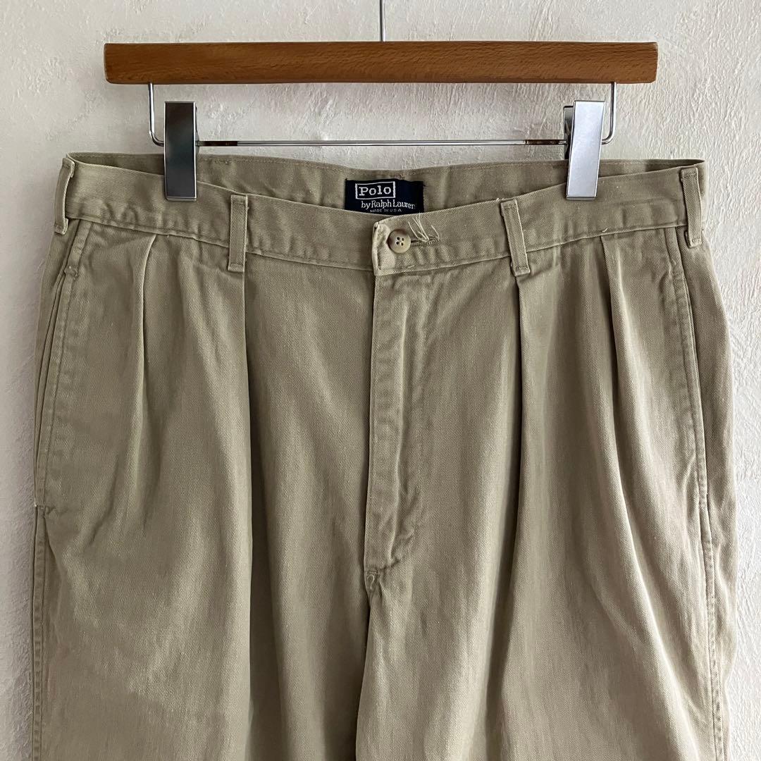 USA製 初期タグ Ralph Lauren タックチノ チノパン 34