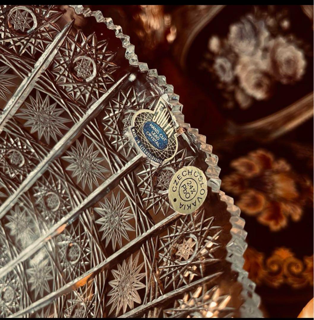 湯布院アンティーク 超高級ボヘミア フラワーベース500pkクリスタル 特大花瓶