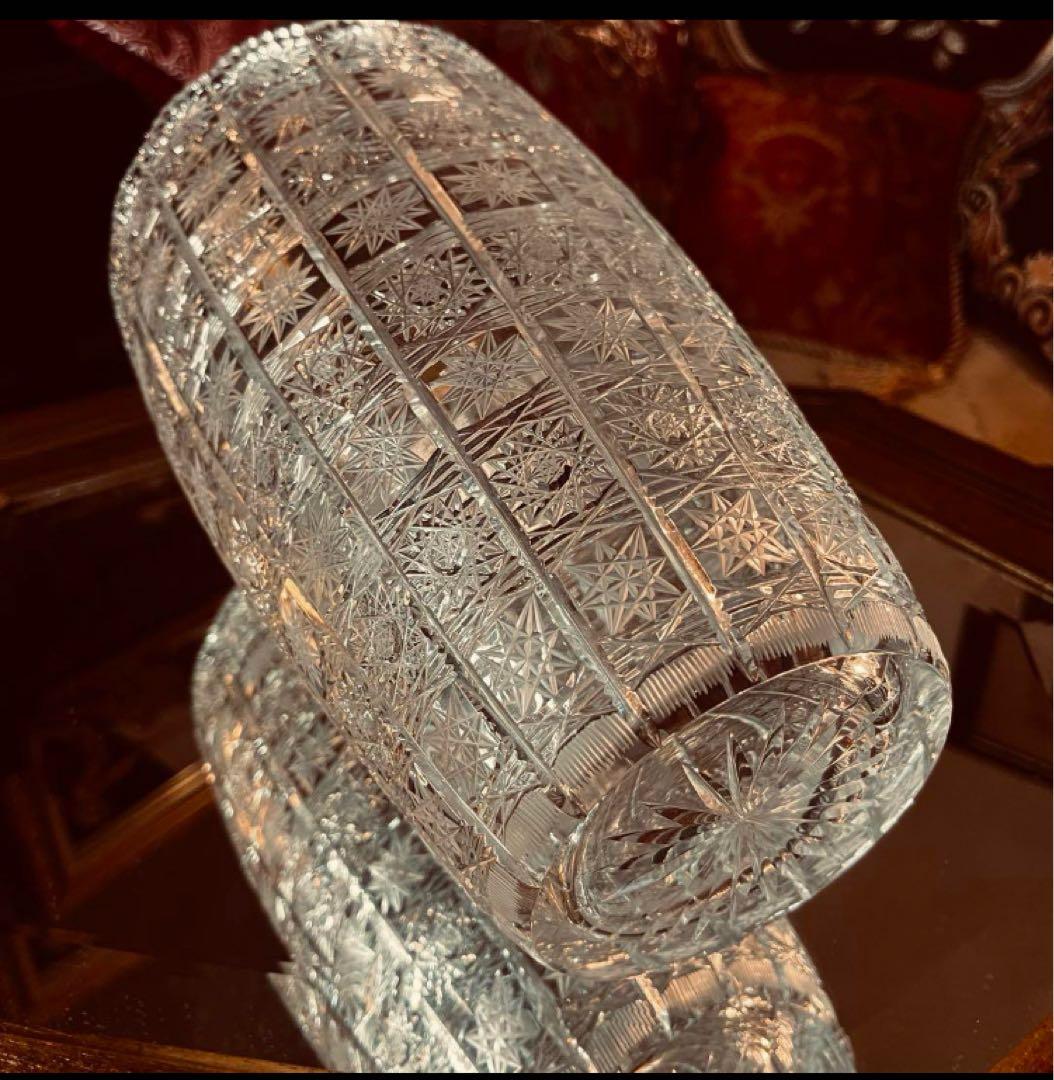 湯布院アンティーク 超高級ボヘミア フラワーベース500pkクリスタル 特大花瓶