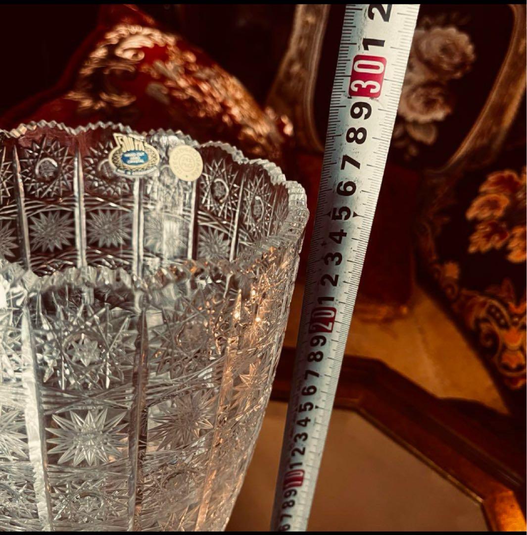 湯布院アンティーク 超高級ボヘミア フラワーベース500pkクリスタル 特大花瓶