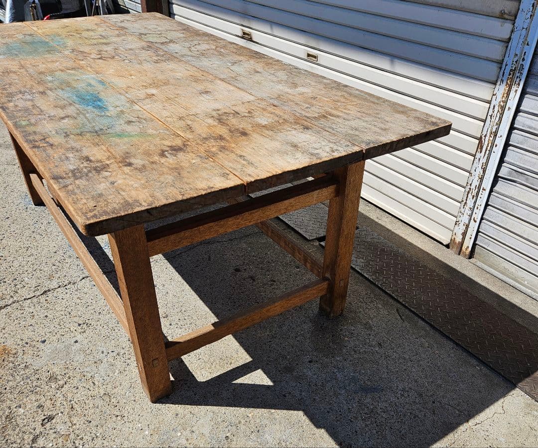 日本のアンティーク 木製の作業台 図工室 学校 ディスプレイ ワークテーブル