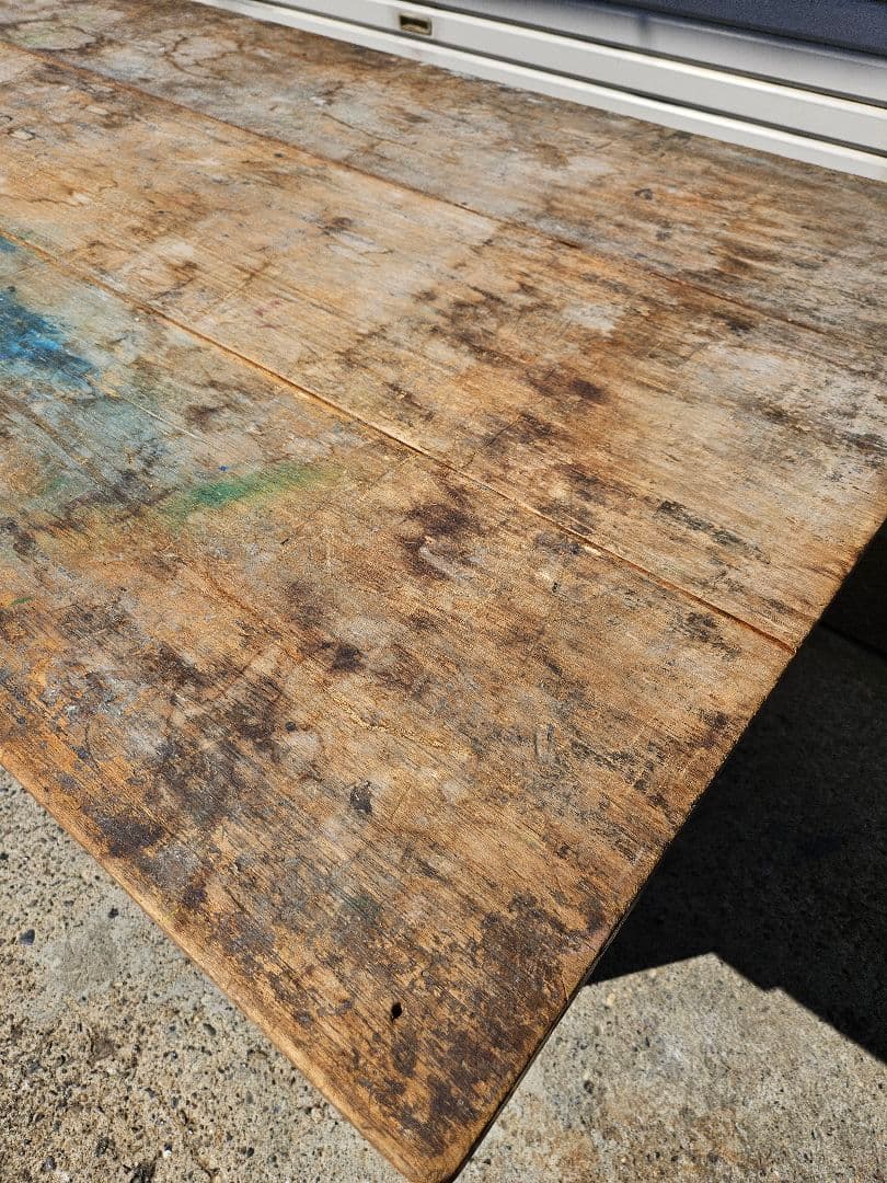 日本のアンティーク 木製の作業台 図工室 学校 ディスプレイ ワークテーブル