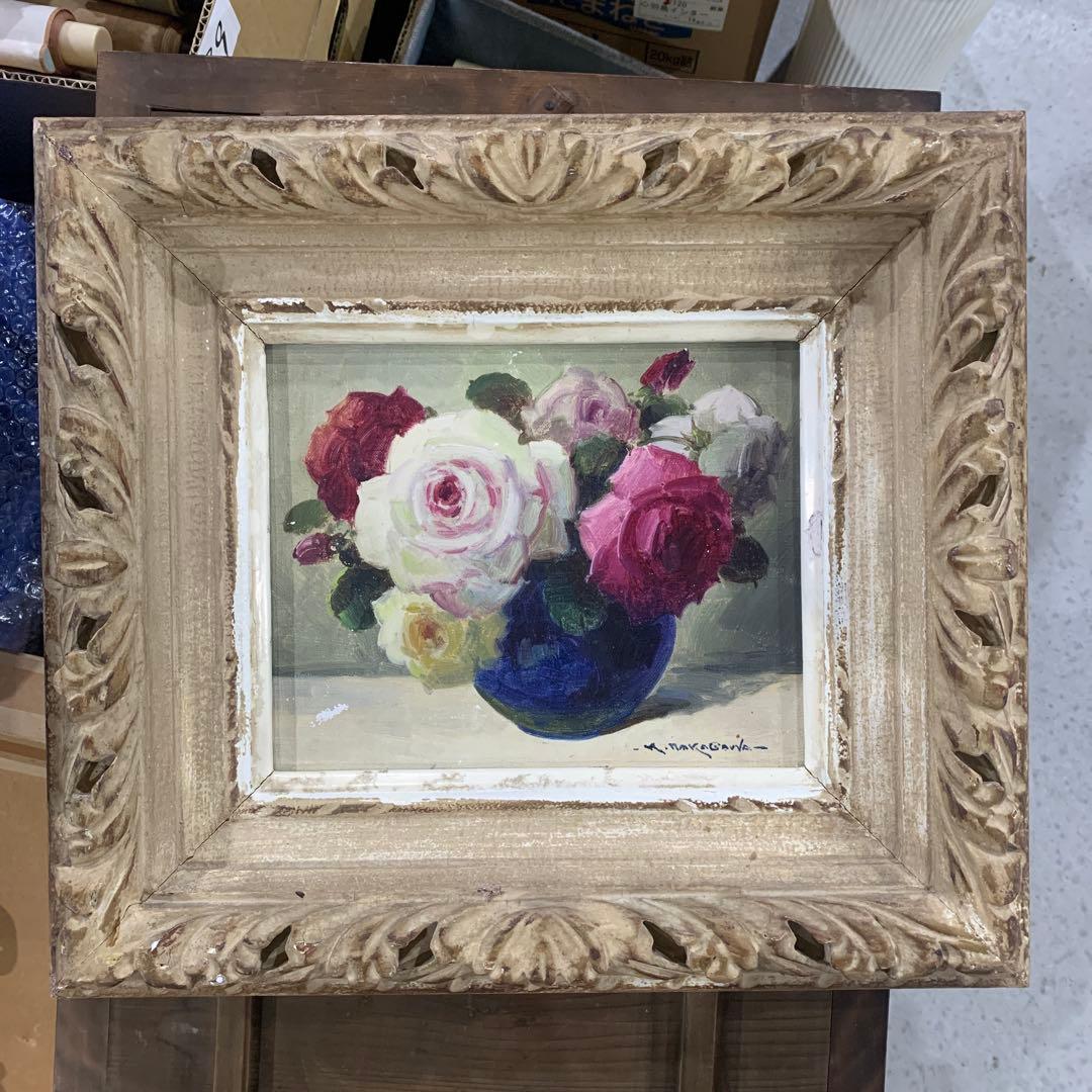 花瓶のバラ 油彩画