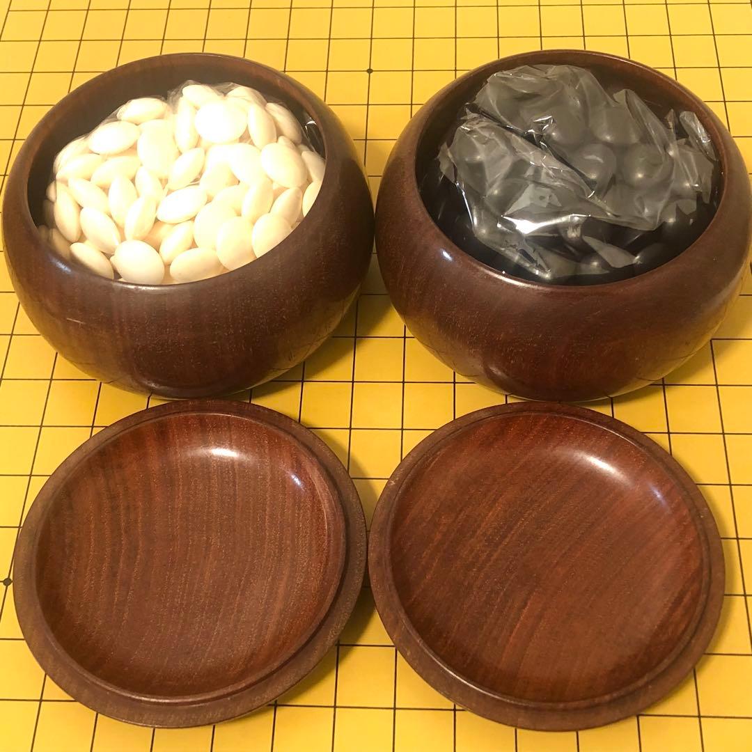 良品 高級碁笥・極厚蛤碁石セット　日向特製蛤碁石37号　那智黒 超特大平型碁笥