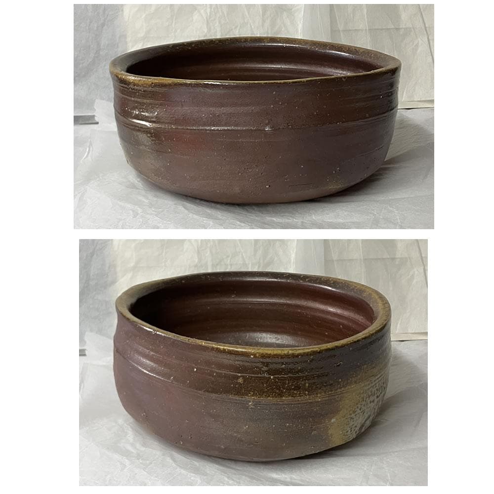 e3137 人間国宝 藤原啓 備前焼 鉢 共箱 口径22～24cm