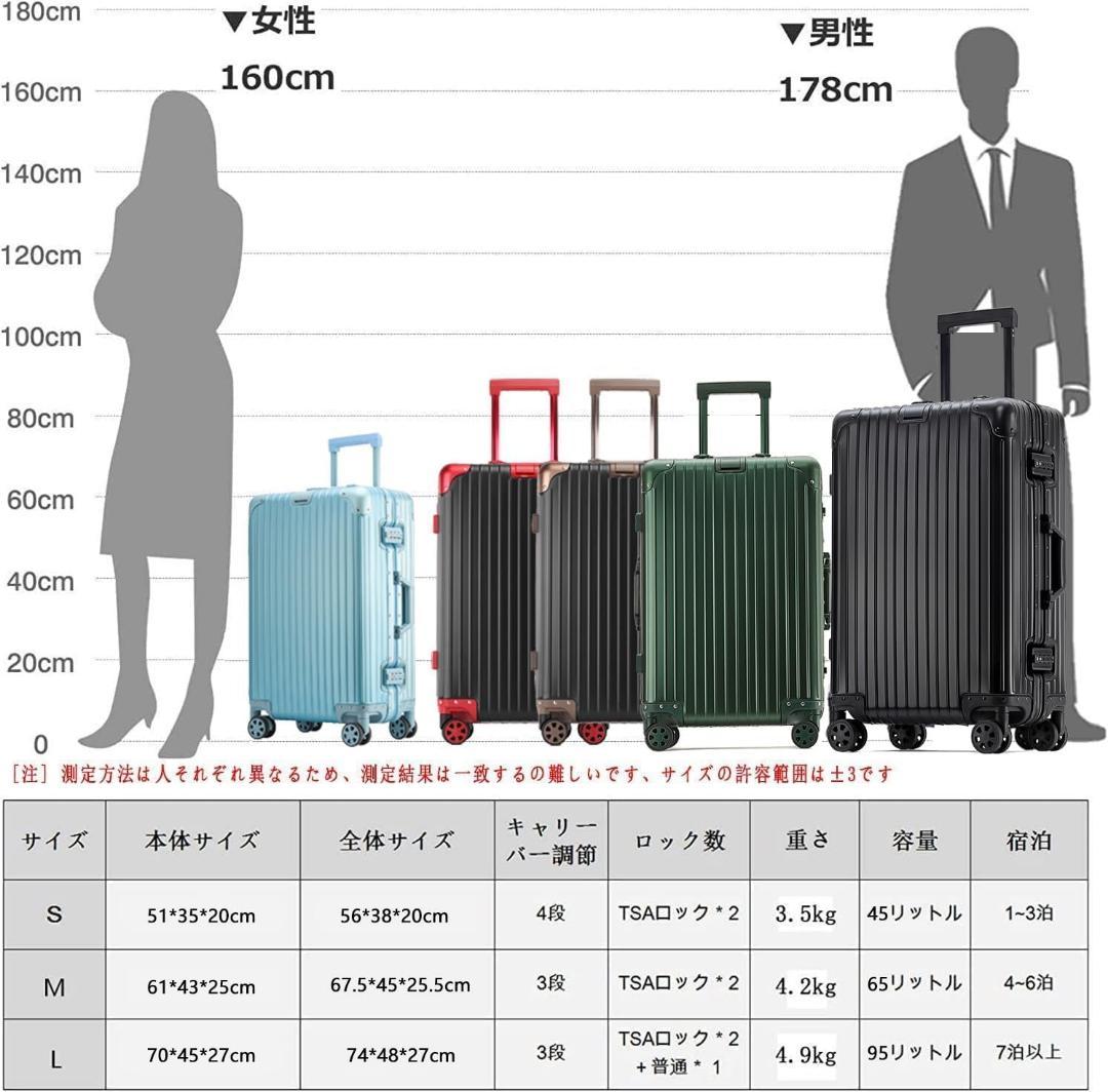 TSAロック 大人かっこいい オールアルミ合金 4 〜 6泊 保護カバー付❣️