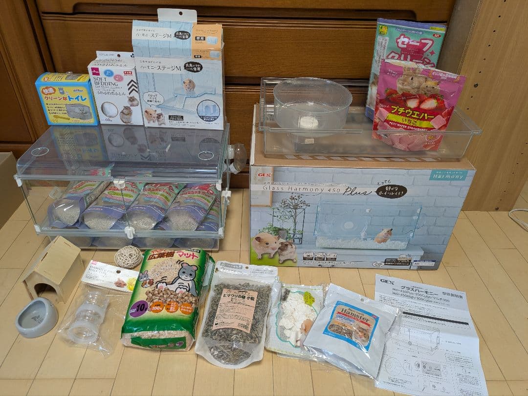 【難有り】ハムスターケージ一式＆トイレ砂＆餌
