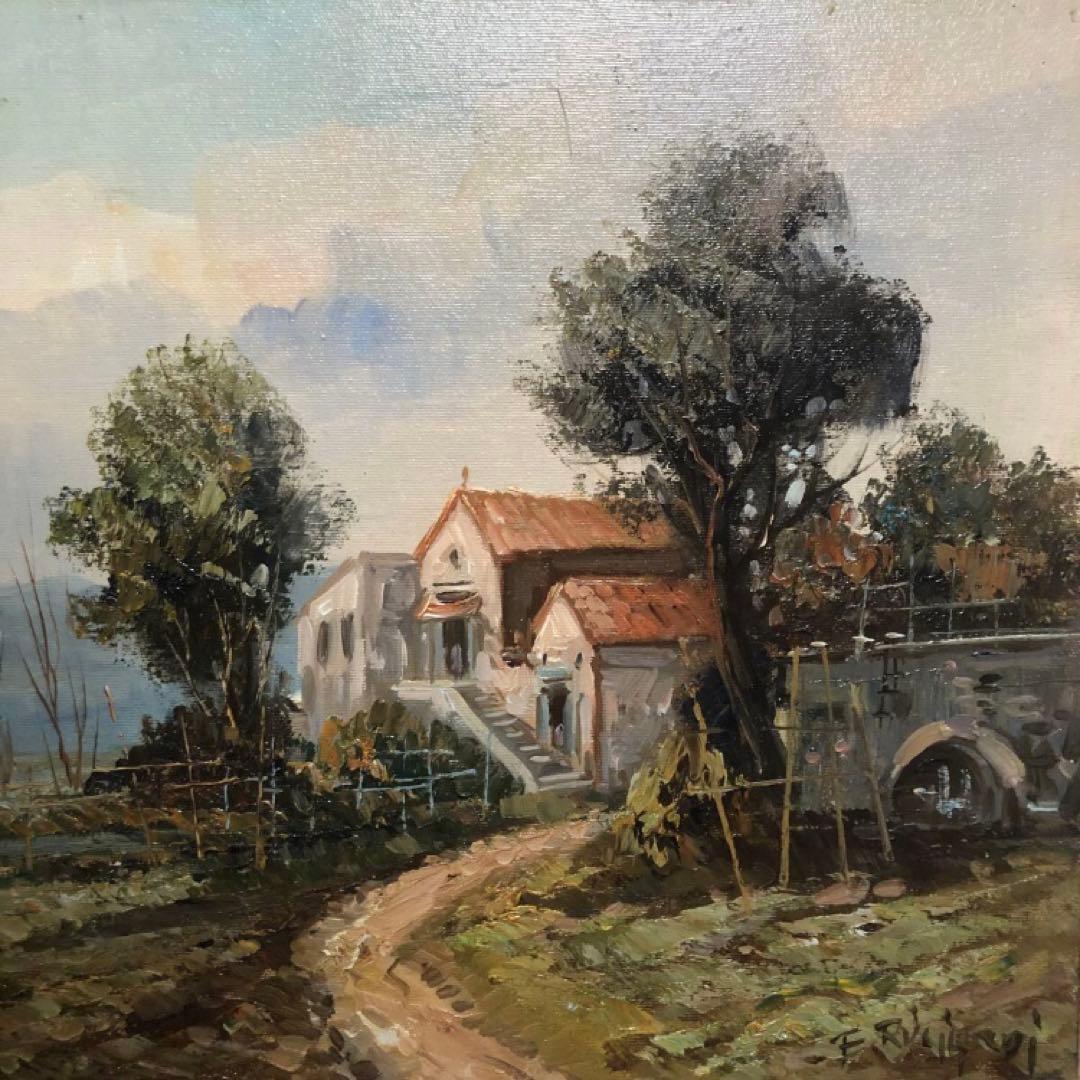 油彩画　E・RICCIARDI　リッチャルディ作品　LANDSCAPE　風景画