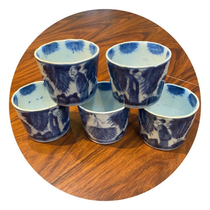 古伊万里　蕎麦猪口　藍染付5個セット