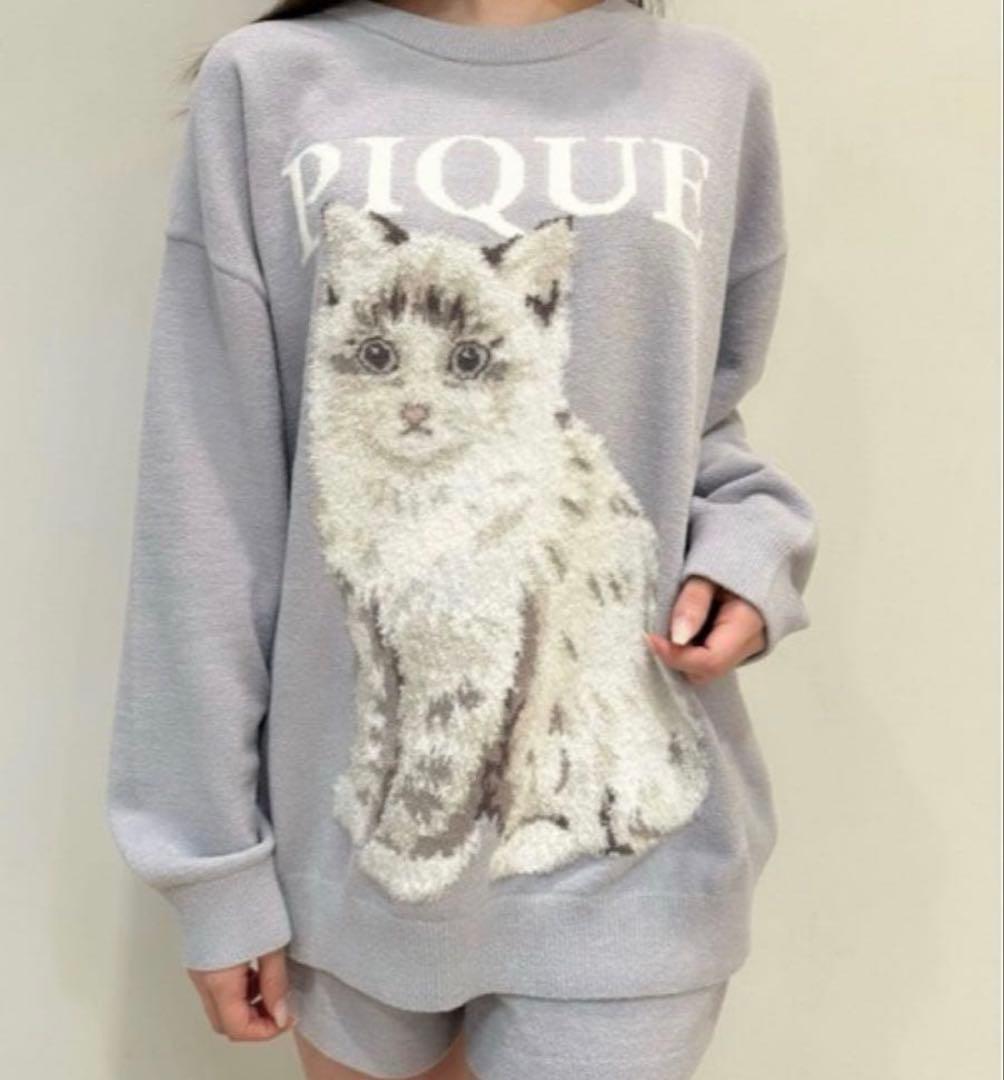 【ジェラートピケ】CAT ジャガードプルオーバー＆ショートパンツ ブルー