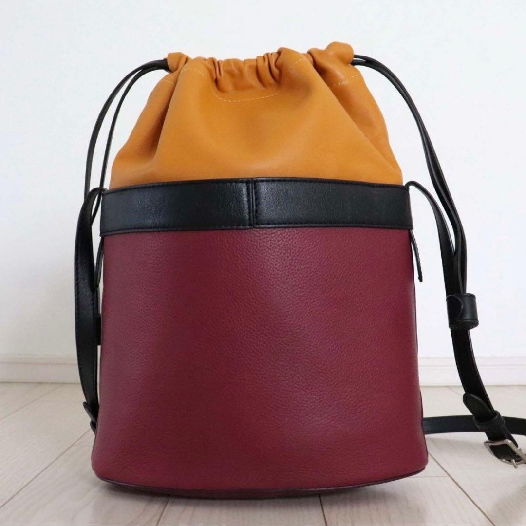 美品 J&M DAVIDSON カーニバル 巾着 レザー ショルダー バッグ