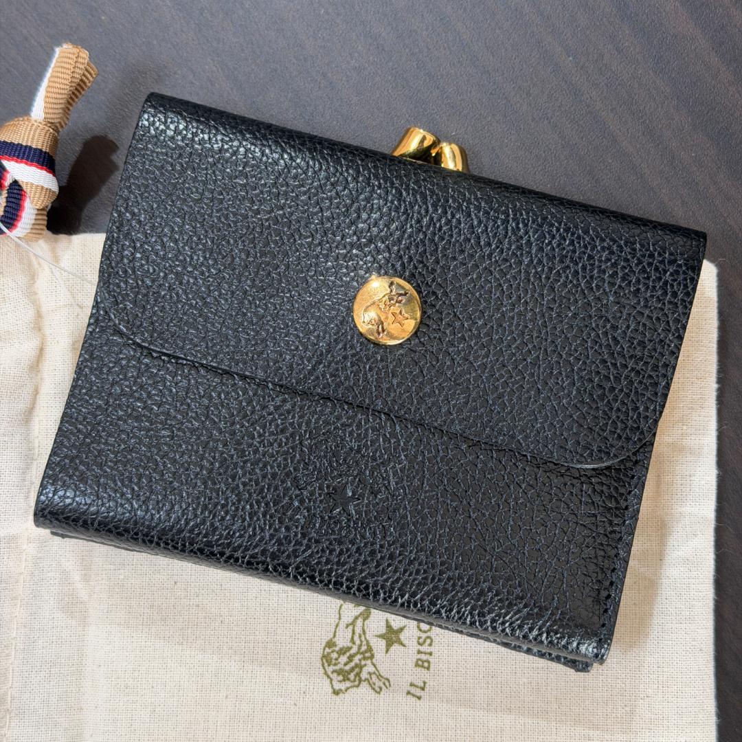 【新品未使用】イルビゾンテ 二つ折り がま口 財布 黒 ブラック