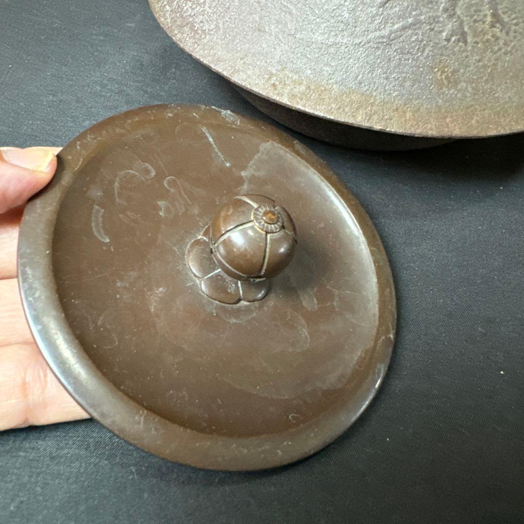 E712 送料無料　茶釜　小釜　松林地紋　富士釜　佐藤清光　茶道具　茶室　共箱