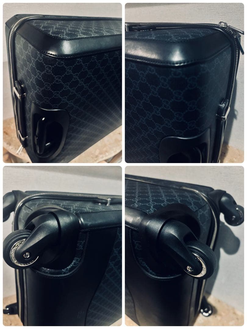 【美品、希少】グッチ、GUCCI、トロリースーツケース、GGスプリーム、黒