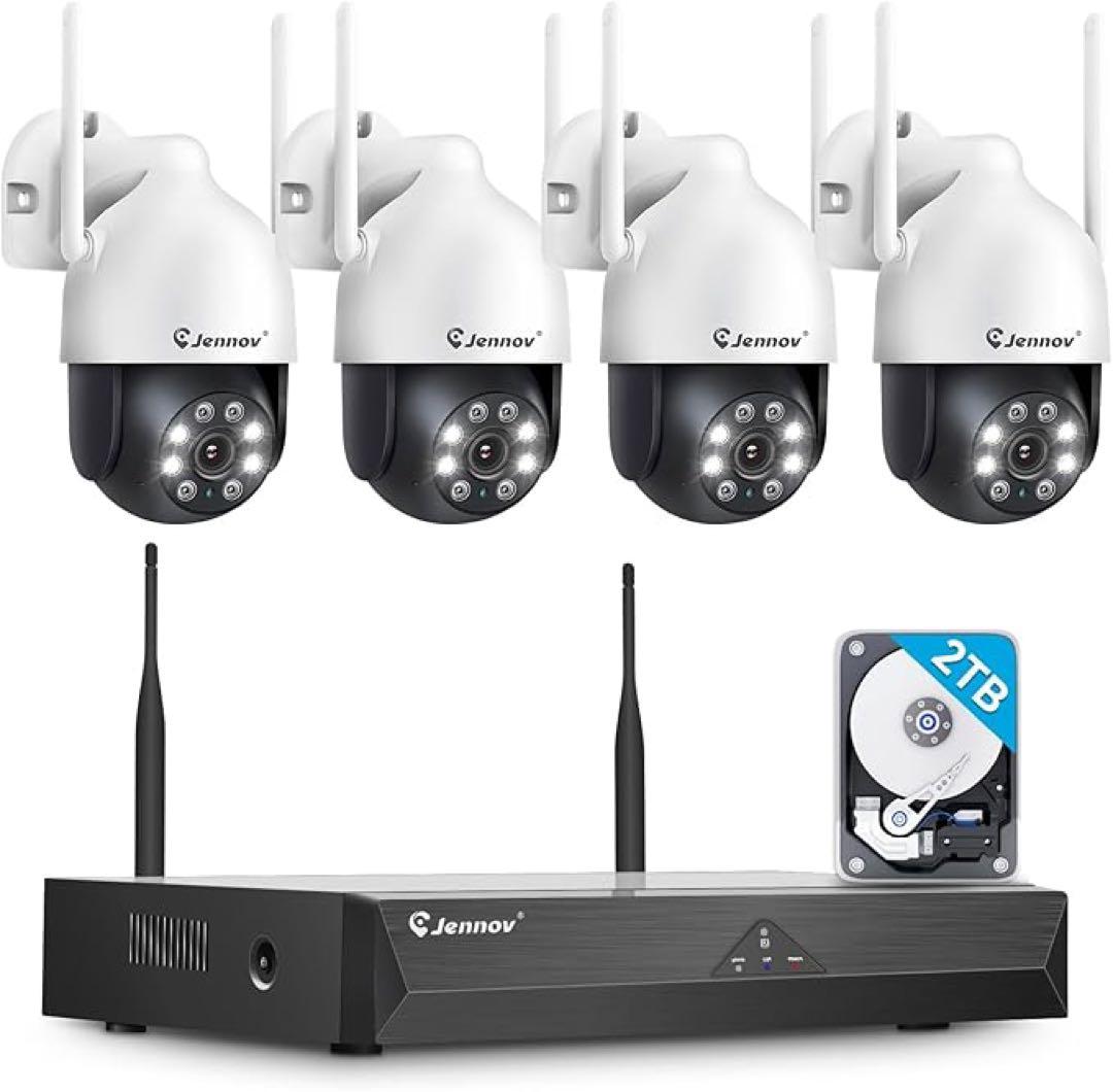 防犯カメラ 屋外 ワイヤレス 500万画4台セット AI人体検知 2TBHDD