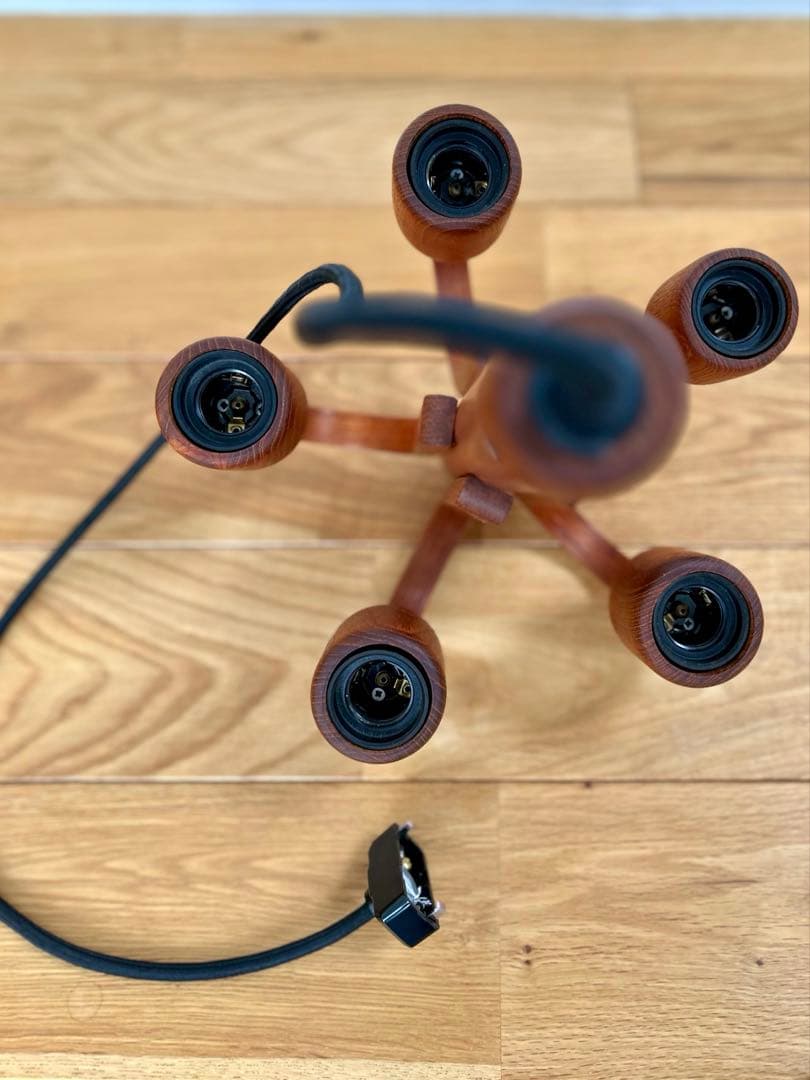 じゅん）独70年代DOMUS チーク無垢材　ヴィンテージ・5灯シャンデリア