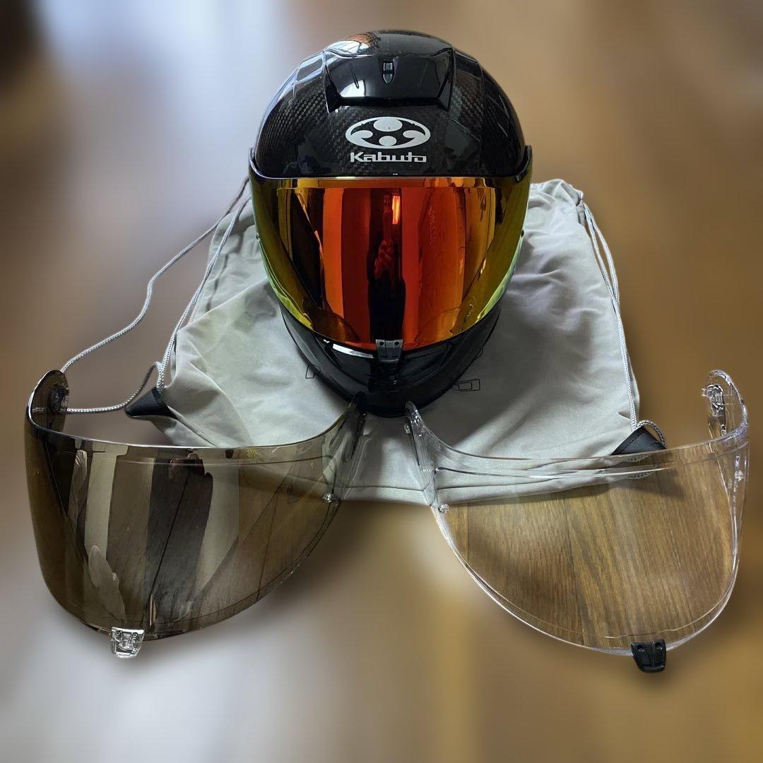 カブトエアロブレード5R カーボンヘルメット　Mサイズ　ミラーシールド2個付