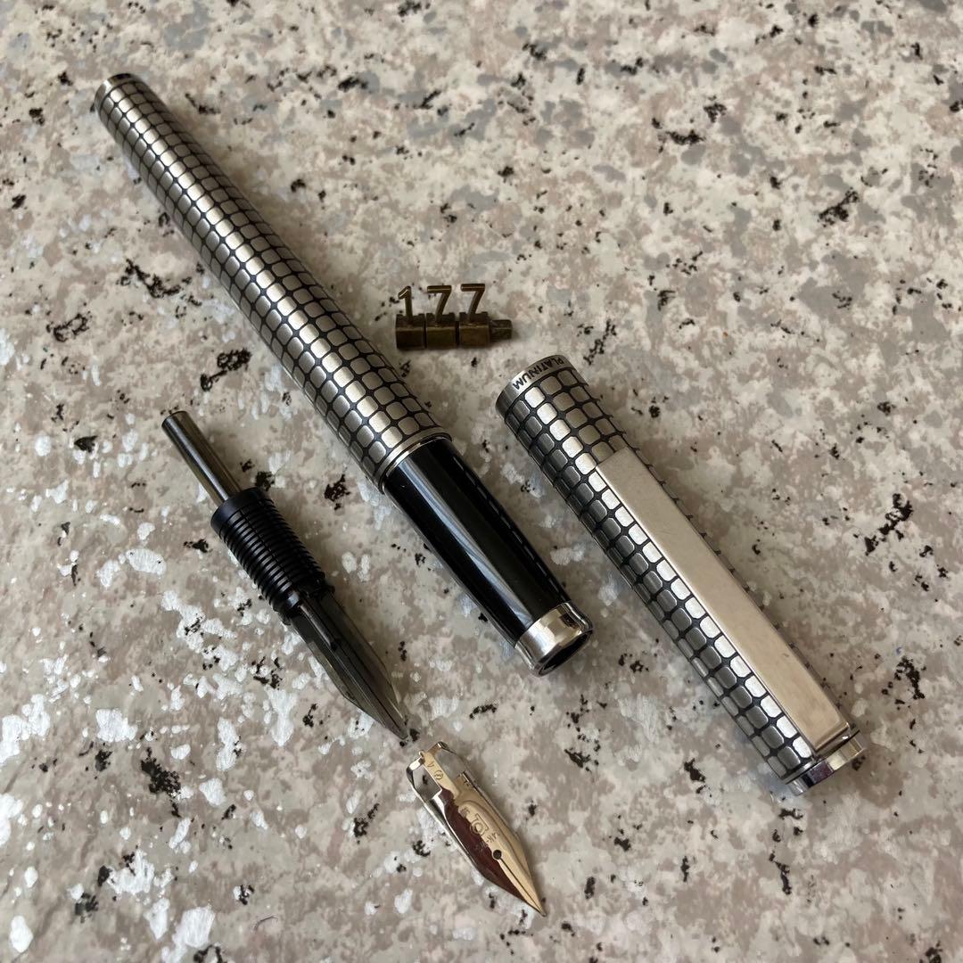 #177 オーバーホール済み 万年筆 PLATINUM 蝕刻 14k WG