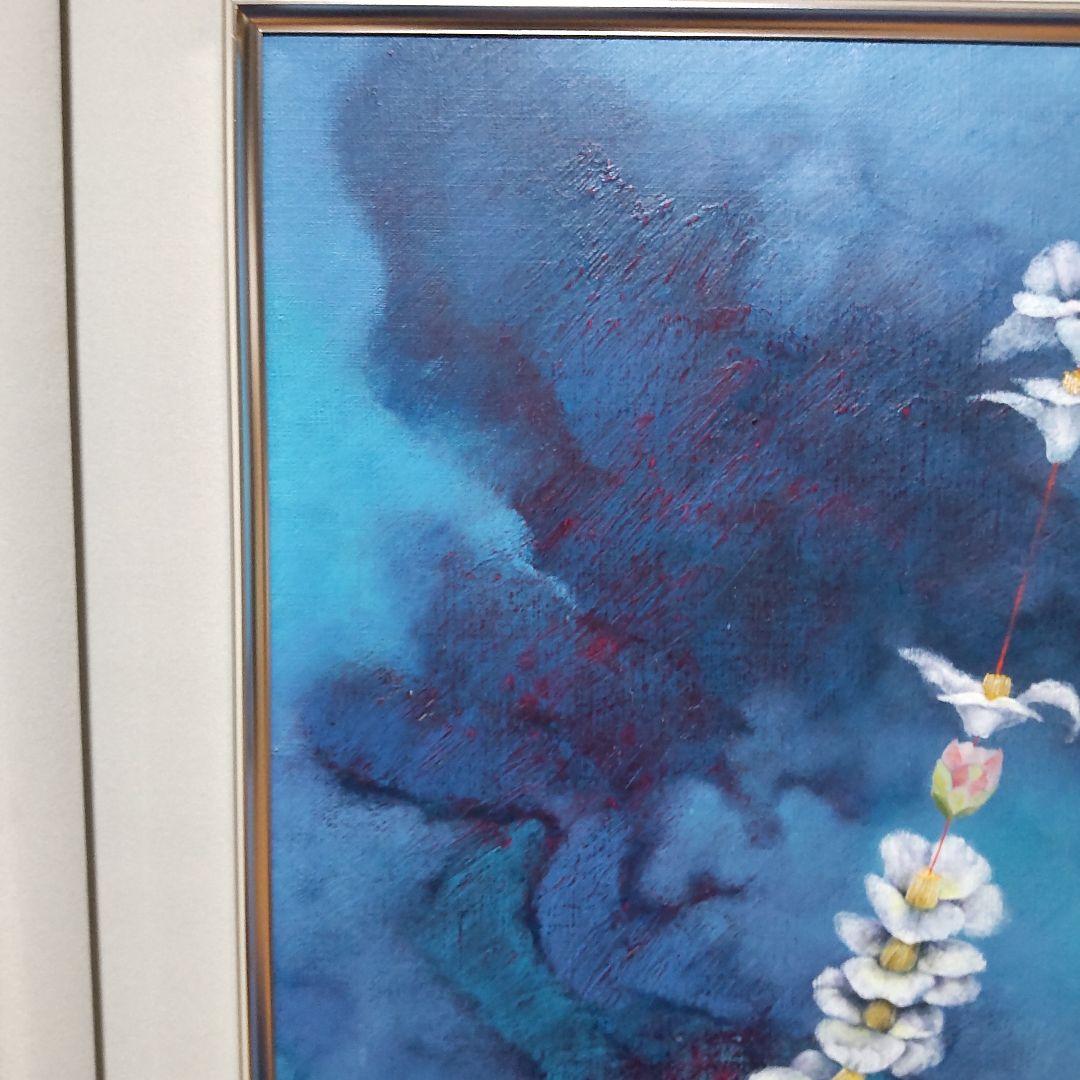291 絵画　油彩　油絵　静物画　仁科会会員　永井忠雄　椿　額装　額縁付き