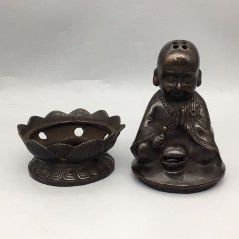 仏教美術 小坊主薫香炉 香道具 茶台置物 銅製品 装飾品 工芸品