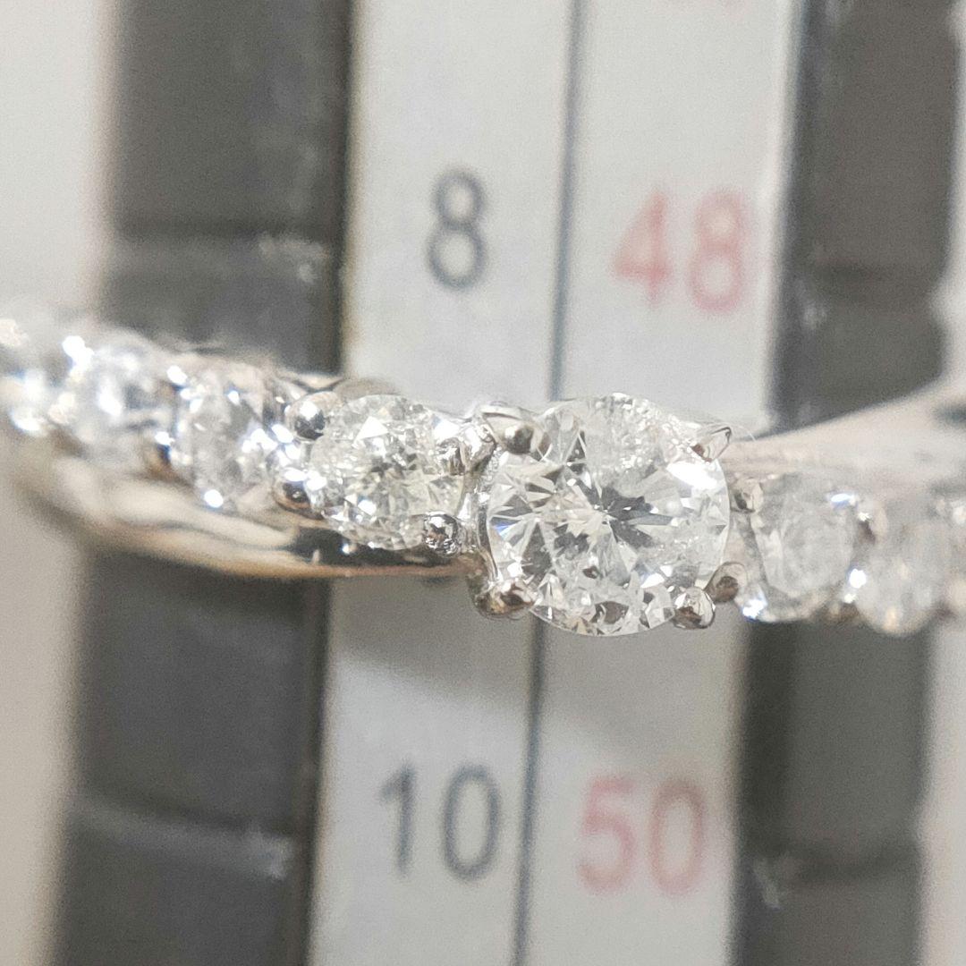 pt900 0.50ct エタニティリング ダイヤモンド ハーフエタニティ 8号